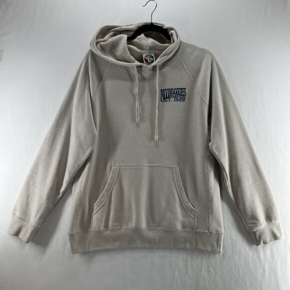 Moondoggies Beach Club Line Up Hoodie Mens M Pullover Fleece Graphic Print Beige - Picture 1 of 11